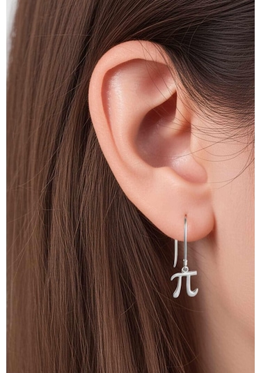 Matematik Severlere Özel Pi Sayısı Sembolü Gümüş Küpe