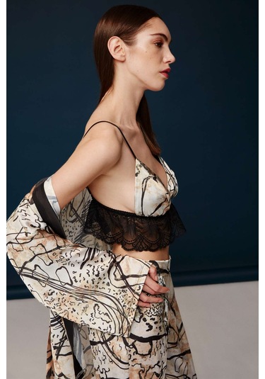 Bonnie&Clyde - Kadın Baskılı Saten 3 lü Takımı -5235 Çok renkli