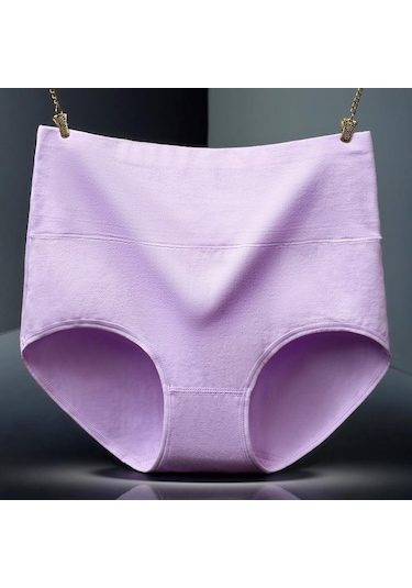 Amarant Büyük Beden Saf Pamuklu Minimalist Kadın İç Giyimi Ve Kalça Kadar Yüksek Bel İç Giyim Nefes Alabilir Külot Fuşya