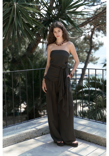 Mila Kahve Bluz Pantolon Takım Kahve