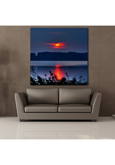 Gün Batımı Deniz Manzarası Kanvas Tablo 110x110cm