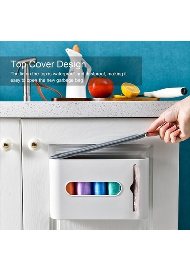 Ulzyvf Pratik Çöp Poşeti Dispanseri - Kendinden Yapışkanlı, Su Geçirmez, Mutfak & Banyo Mavi Mavi