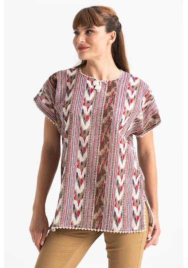 Eliş Şile Bezi Kısa Kol Şile Bezi Kilim Bluz Tek renk Tkrn Tek Renk