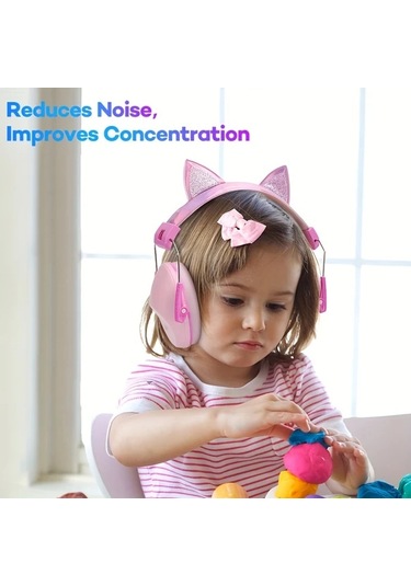 Elmpaly Yeşil Pembe 28db Kulaklık 3-16 Yaş Konser Gürültü Koruma Oyuncak Dinozor Kedi Desenli