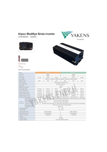 1000 Watt 12 Volt Modifiye Sinüs İnverter Alpex