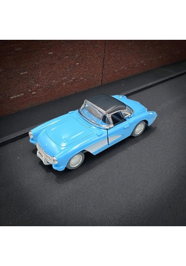 Nostaljik Metal Çek Bırak Mavi 1957 Chevrolet Corvette Araba Kapılar Açılır Diğer