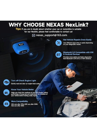 Nexas Car Scanner Bluetooth OBD 2 Araç Tanı Cihazı