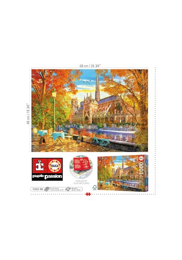Educa 1000 Parçalık Sonbaharda Notre Dame Manzarası Puzzle - 19936