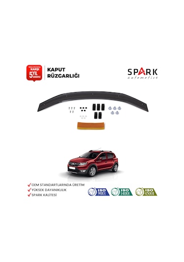 Dacia Sandero 2012-2020 Yıl Aralığı Uyumlu Kaput Rüzgarlığı 3mm