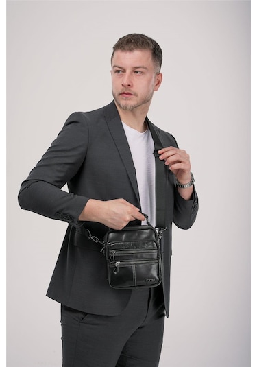 Ççs 31603 Hakiki Deri Askılı Çanta Siyah
