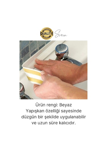 Ekstra Kalın 3.35 Mt Banyo Küvet Duşakabin Mutfak Tezgah Lavabo Su Sızdırmaz Kenar Bandı Beyaz Bant