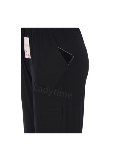 Lüx Battal Beden Cepli Viskon Yazlık Pijama Altı Ze24 Siyah