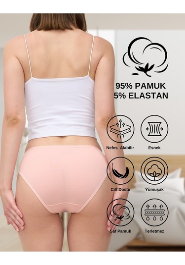 Alya Underwear Kadın Pamuklu Hipster - Slip Külot 5 Farklı Renk 1 Pakette Çok Renkli P14