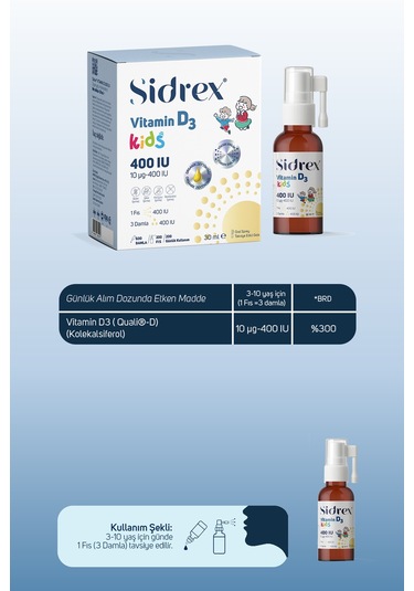 Vitamin D3 400 Iu Kids Çocuklar İçin Takviye Edici Gıda