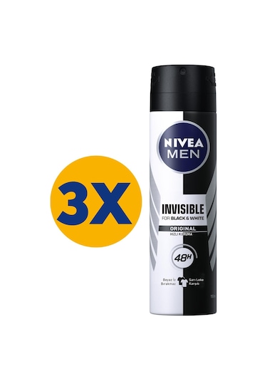 Nivea Invisible Black & Whıte Power Erkek Sprey Deodorant 3 x 150 ML