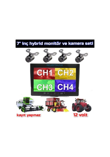 7 İnç Hybrid Monitör Ve 4 Adet Kelebek Kamera Hazır Set