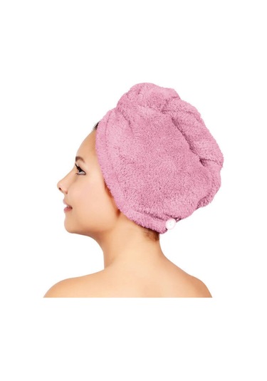 Wellmop Mikrofiber Düğmeli Saç Havlusu Pembe Pembe