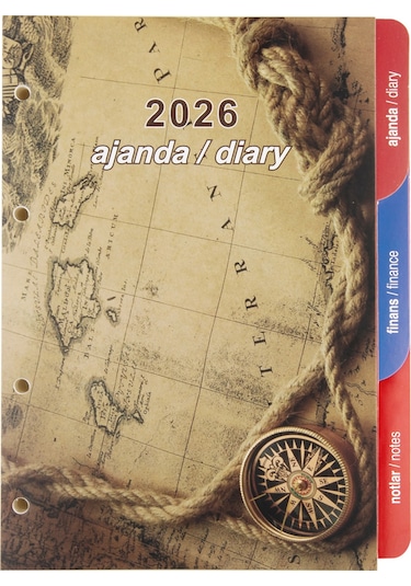 2K 2026 Yeni Yıl Ajanda Yedeği 4 Delikli Tarihli Çizgili 15 X 21 CM 2K Organizer Ajanda Yedeği Çok Renkli
