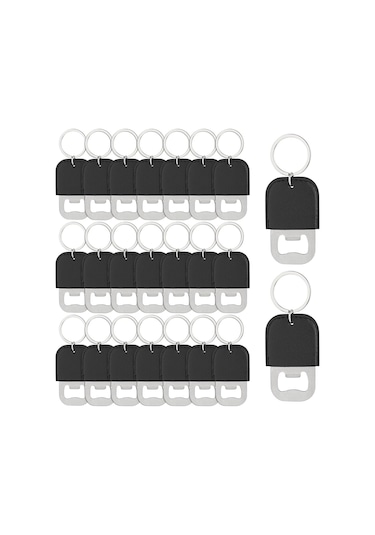 24 Paket Pu Şişe Açacağı Anahtarlık Paslanmaz Çelik Bira Açacakları Boşlukları Siyah