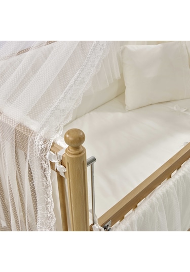 Meltem Kids Mondo Sallanır Ahşap Anne Yanı Beşik 60 x 120 CM Naturel Ekru