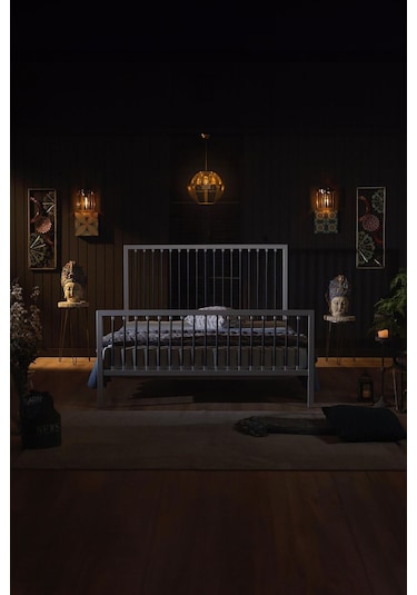 Breeze Tek Kişilik Ferforje Metal Karyola Beyaz-kahverengi Ahşap Latalı