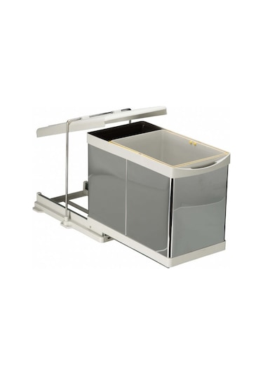 Çöp Kovası Raylı Otomatik 40Cm Paslanmaz 16+1Lt Açık Gri