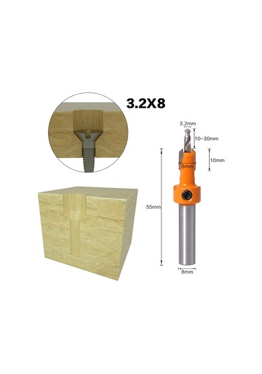 Jinchao-router Bitleri, 1pcs 8mm Shank Counterk Router Bit Set Vidalı Çıkarma Yıkımı Freze Kesici, Ev Ve Dıy Renk: 5pcs