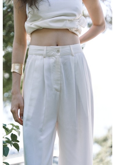 Mila Beyaz Bluz Pantolon Takım Beyaz