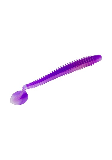 Silikon Kurt Yem - 4,2g 105mm - Turna/levrek Silikonu - 1 Adet - Mor/beyaz - Karides Kokulu