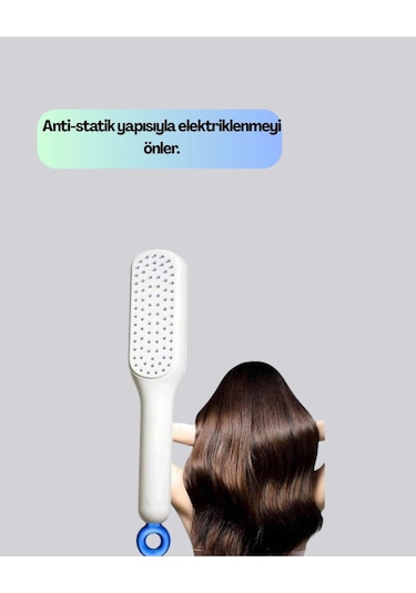 Anti-statik Saç Tarağı Kolay Temizlenebilir, Silikon Masaj Uçlu, Kompakt Boyut