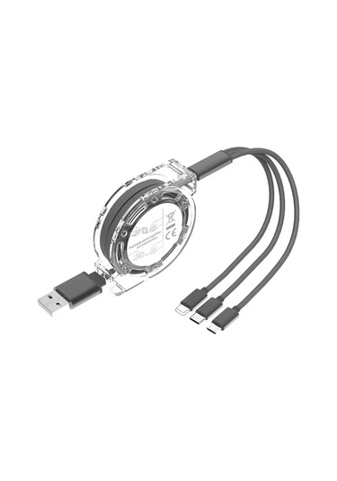 Maerknon3 İn 1 Geri Çekilebilir Usb Şarj Kablosu 1m İphone Uyumlu Android Tip C Xiaomi Huawei Samsunggrey 1m