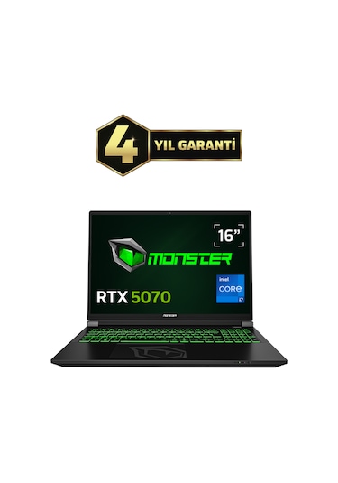 Monster Tulpar T6 V3.4.5 i7-13700HX 32 GB 1 TB SSD RTX 5070 16" W11H Dizüstü Bilgisayar