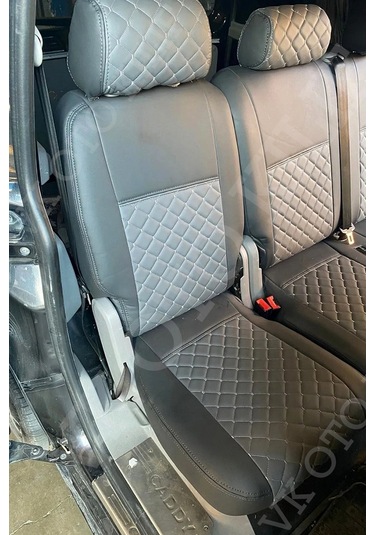 Vk Auto Volkswagen Caddy Araca Özel Koltuk Kılıfı Gri-kapitone