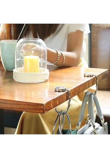 Dekoratif Desenli Masa Kenarı Çanta Askı Aparatı Aleti Askılık 4767 Çok Renkli