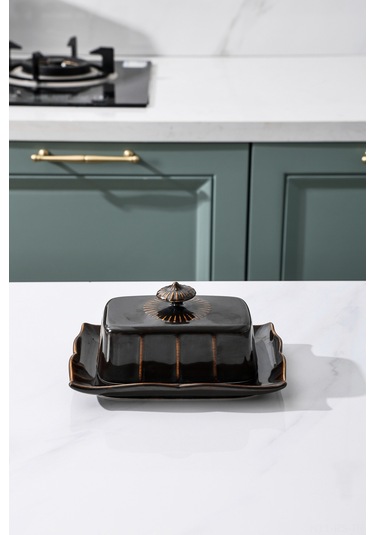 Reedark Klasik Siyah Seramik Tereyağı Tabağı - Kapaklı Avrupa Stili, Ev Ve Otel İçin, Günlük Kullanım Ve Tatlı Servisi, Fabrika Direkt Satış Diğer