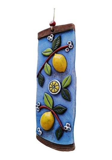 Özel Tasarım Seramik Limon Ağacı Dekoratif Duvar Süsü Ev Bahçe Duvar Dekorasyon