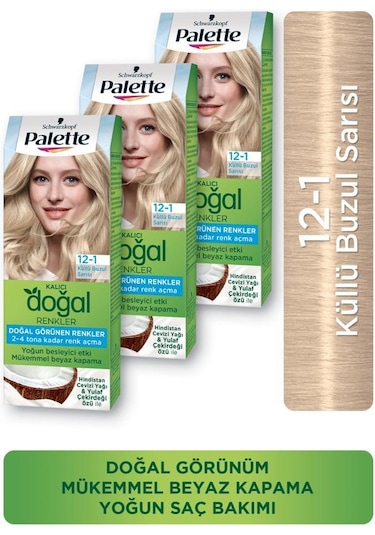 Palette Kalıcı Doğal Renkler Saç Boyası 12 - 1 Küllü Buzul Sarısı X