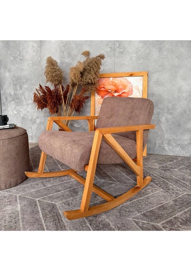 Nini Sallanan Ahşap Berjer Koyu Kahve Koyu Kahverengi