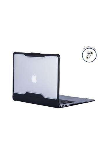 Macbook Uyumlu Air Kılıf Darbe Emici Outdoorhf Touchıd'li A1932 İle Uyumlu 2018/2019 Siyah
