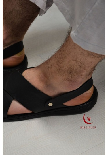 Erkek Çapraz Model Yumuşak Taban Sandalet&terlik Hac, Umre Ve Günlük Kullanıma Uygun Siyah