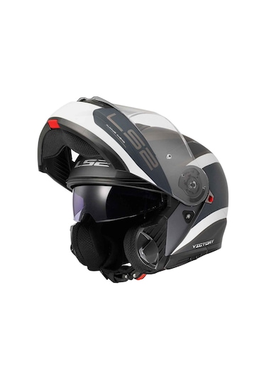 Ls2 Strobe 2 Victory Çene Açılır Kask Mat Gri - Mavi - Kum