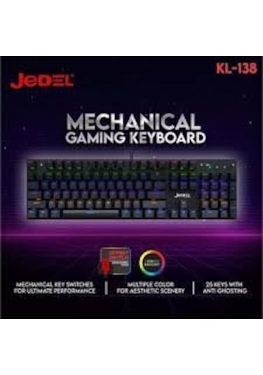 Jedel-gaming Kl-138 Blue Switch Mekanik Rgb Efekli Işıklı Oyuncu Klavye Q Tr Diğer