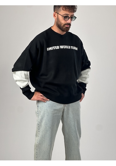 Oversize Siyah New York Erkek Triko Sweat Coc1043 Siyah