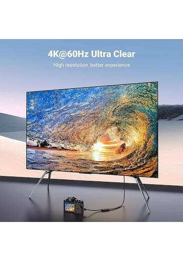 Sones Junsunmay 4k 60hz Mini Hdmı Erkek - Hdmı 2.0v Dişi Yaylı Kablo, Uzunluk: 1,8 M Sol