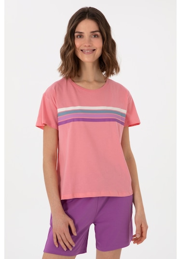 U.S. Polo Assn. Kadın Pembe Bisiklet Yaka Tişört 50308639-VR041