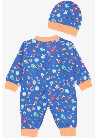Breeze Erkek Bebek Tulum Barış Temalı 0-3 Ay-6 Ay, Saks Mavisi-saks Mavisi Saks Mavi