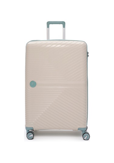 Elatae Exclusive Pro Polipropilen Büyük Boy Kırılmaz Valiz Bej - Mavi 5239 Bej