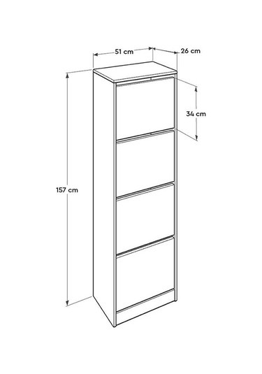 Flat Duo 4 Katlı Ayakkabılık - Florida Meşe 51x157x26 Cm Meşe