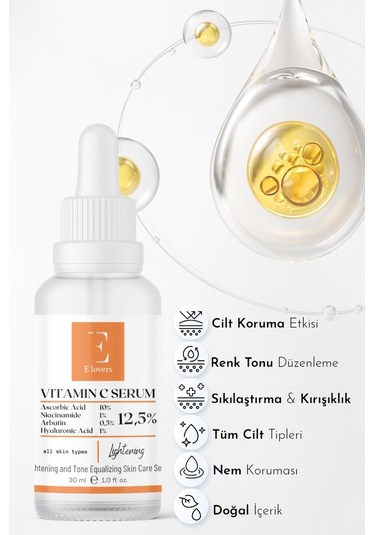 E'lovers Aydınlatıcı ve Besleyici Vitamin C Serum 30 ML