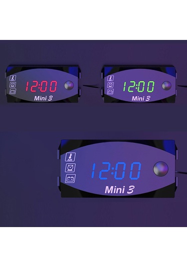 Motosiklet Dc 6 V-30 V 3 1 Dijital Zaman Saati + Termometre K14435-gr